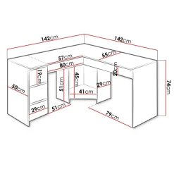 Garnero Arredamenti Scrivanie Per Ragazzi|Scrivanie Ufficio-Scrivania angolare 142x142cm bianco Chantal