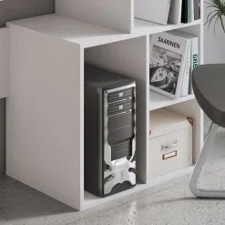 Garnero Arredamenti Scrivanie Per Ragazzi|Scrivanie Ufficio-Scrivania 158/40cm ufficio con libreria bianco frassino Claire