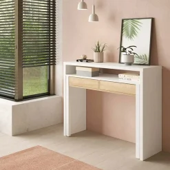 Garnero Arredamenti Scrivanie Per Ragazzi|Scrivanie Ufficio-Scrivania 36/66cm ufficio moderna bianco opaco rovere Adam Gihome®