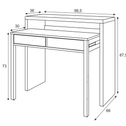 Garnero Arredamenti Scrivanie Per Ragazzi|Scrivanie Ufficio-Scrivania 36/66cm ufficio moderna bianco opaco rovere Adam Gihome®