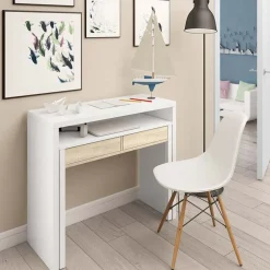 Garnero Arredamenti Scrivanie Per Ragazzi|Scrivanie Ufficio-Scrivania 36/66cm ufficio moderna bianco opaco rovere Adam Gihome®