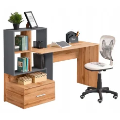 Garnero Arredamenti Scrivanie Per Ragazzi|Scrivanie Ufficio-Scrivania 149/50cm ufficio moderna rovere antracite Jade Gihome® Rovere - Antracite