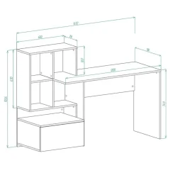 Garnero Arredamenti Scrivanie Per Ragazzi|Scrivanie Ufficio-Scrivania 149/50cm ufficio moderna rovere antracite Jade Gihome® Rovere - Antracite