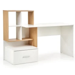 Garnero Arredamenti Scrivanie Per Ragazzi|Scrivanie Ufficio-Scrivania 149/50cm ufficio moderna bianco rovere Jade Gihome® Bianco Opaco - Rovere