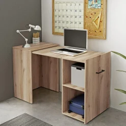 Garnero Arredamenti Scrivanie Per Ragazzi|Scrivanie Ufficio-Scrivania 42-132cm ufficio moderna salvaspazio richiudibile chiaro Rocky Rovere