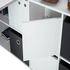 Garnero Arredamenti Scrivanie Per Ragazzi|Scrivanie Ufficio-Scrivania 136/203cm ufficio multiposizione bianco opaco cemento Corner