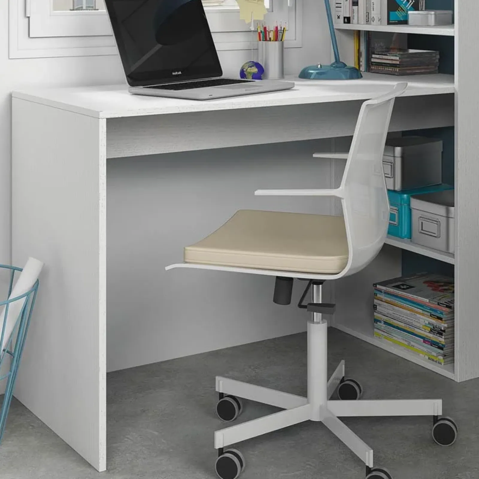 Garnero Arredamenti Scrivanie Per Ragazzi|Scrivanie Ufficio-Scrivania 120/53cm ufficio salvaspazio moderna Jolie Bianco Opaco