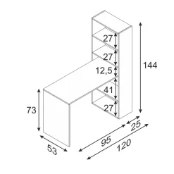 Garnero Arredamenti Scrivanie Per Ragazzi|Scrivanie Ufficio-Scrivania 120/53cm ufficio salvaspazio moderna Jolie Bianco Opaco