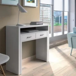 Garnero Arredamenti Consolle Fissa|Consolle Fissa-Scrivania consolle ingresso moderna 99x87cm bianco opaco Anastasia