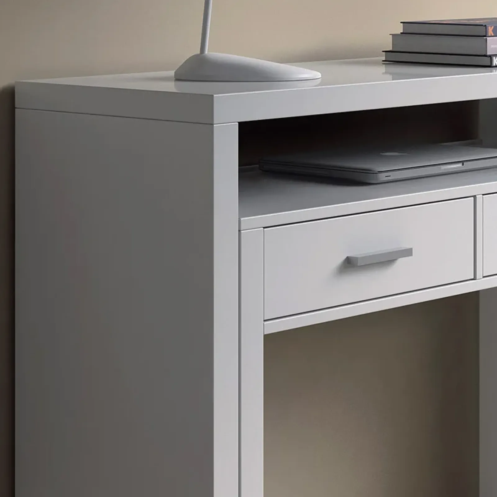 Garnero Arredamenti Consolle Fissa|Consolle Fissa-Scrivania consolle ingresso moderna 99x87cm bianco opaco Anastasia