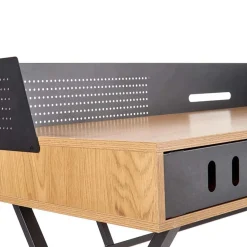 Garnero Arredamenti Consolle Fissa|Consolle Fissa-Scrivania consolle ingresso 110x51cm rovere nero metallo Toler