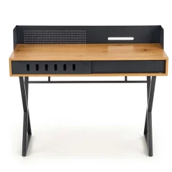 Garnero Arredamenti Consolle Fissa|Consolle Fissa-Scrivania consolle ingresso 110x51cm rovere nero metallo Toler