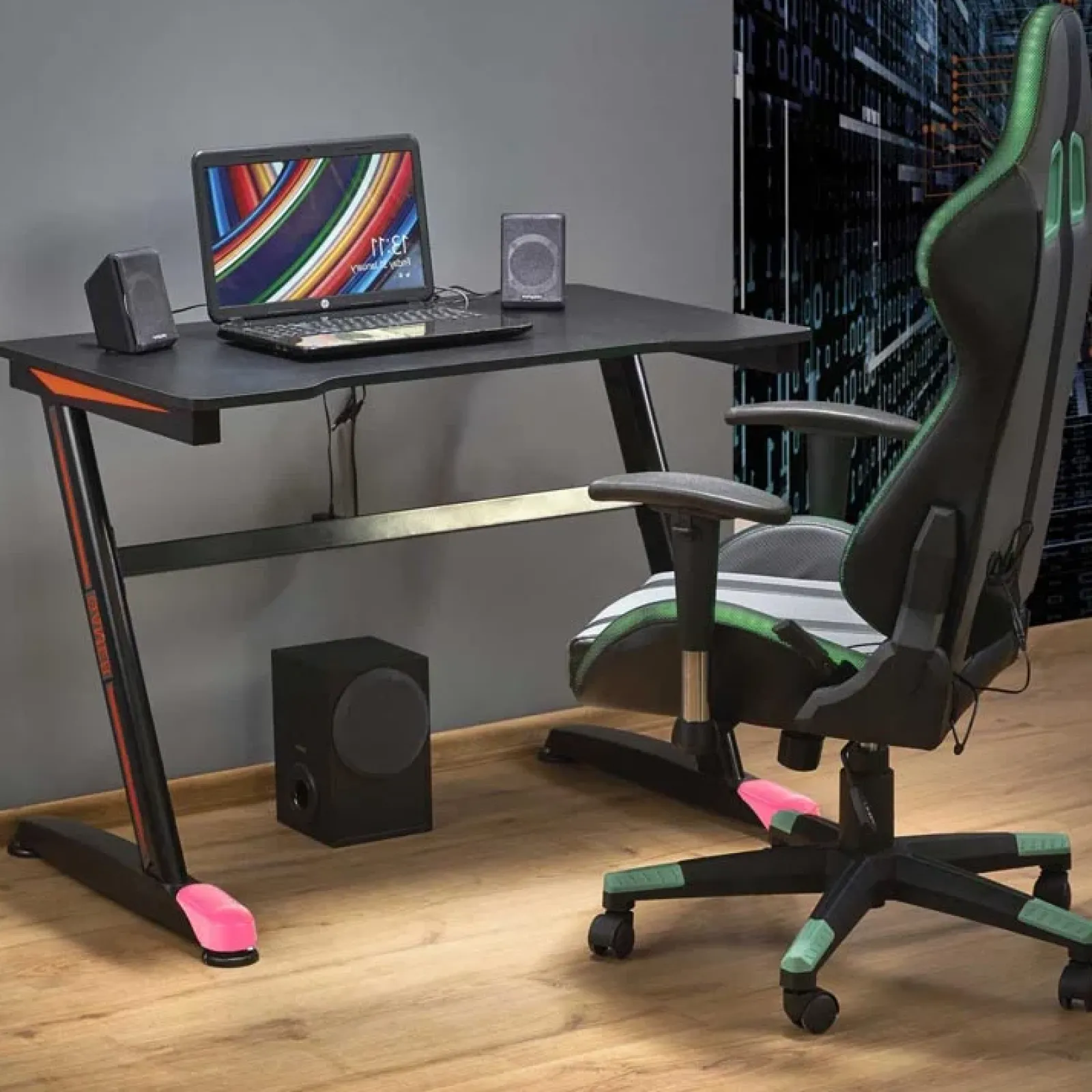 Garnero Arredamenti Scrivanie Per Ragazzi|Scrivanie Ufficio-Scrivania gaming salvaspazio 100x60cm nero fucsia Agamennone