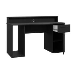 Garnero Arredamenti Scrivanie Per Ragazzi|Scrivanie Ufficio-Scrivania gaming 140x91cm moderna con led 2 cassetti nera Crash