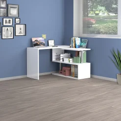 Garnero Arredamenti Scrivanie Ufficio|Scrivanie Ufficio-Scrivania girevole 65-120cm Havana Bianco Lucido