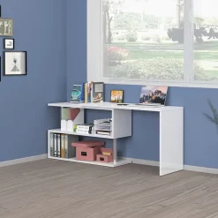 Garnero Arredamenti Scrivanie Ufficio|Scrivanie Ufficio-Scrivania girevole 65-120cm Havana Bianco Lucido