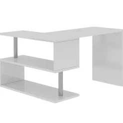 Garnero Arredamenti Scrivanie Ufficio|Scrivanie Ufficio-Scrivania girevole 65-120cm Havana Bianco Lucido