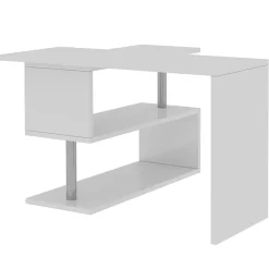 Garnero Arredamenti Scrivanie Ufficio|Scrivanie Ufficio-Scrivania girevole 65-120cm Havana Bianco Lucido