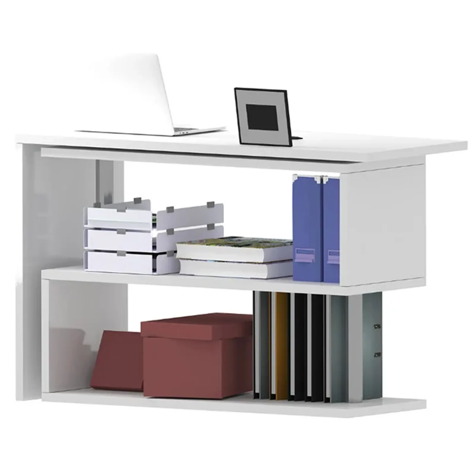 Garnero Arredamenti Scrivanie Ufficio|Scrivanie Ufficio-Scrivania girevole 65-120cm Havana Bianco Lucido