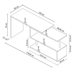 Garnero Arredamenti Scrivanie Ufficio|Scrivanie Ufficio-Scrivania girevole 65-120cm Havana Bianco Lucido