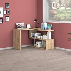 Garnero Arredamenti Scrivanie Ufficio|Scrivanie Ufficio-Scrivania girevole 65-120cm chiaro Havana Rovere