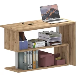 Garnero Arredamenti Scrivanie Ufficio|Scrivanie Ufficio-Scrivania girevole 65-120cm chiaro Havana Rovere