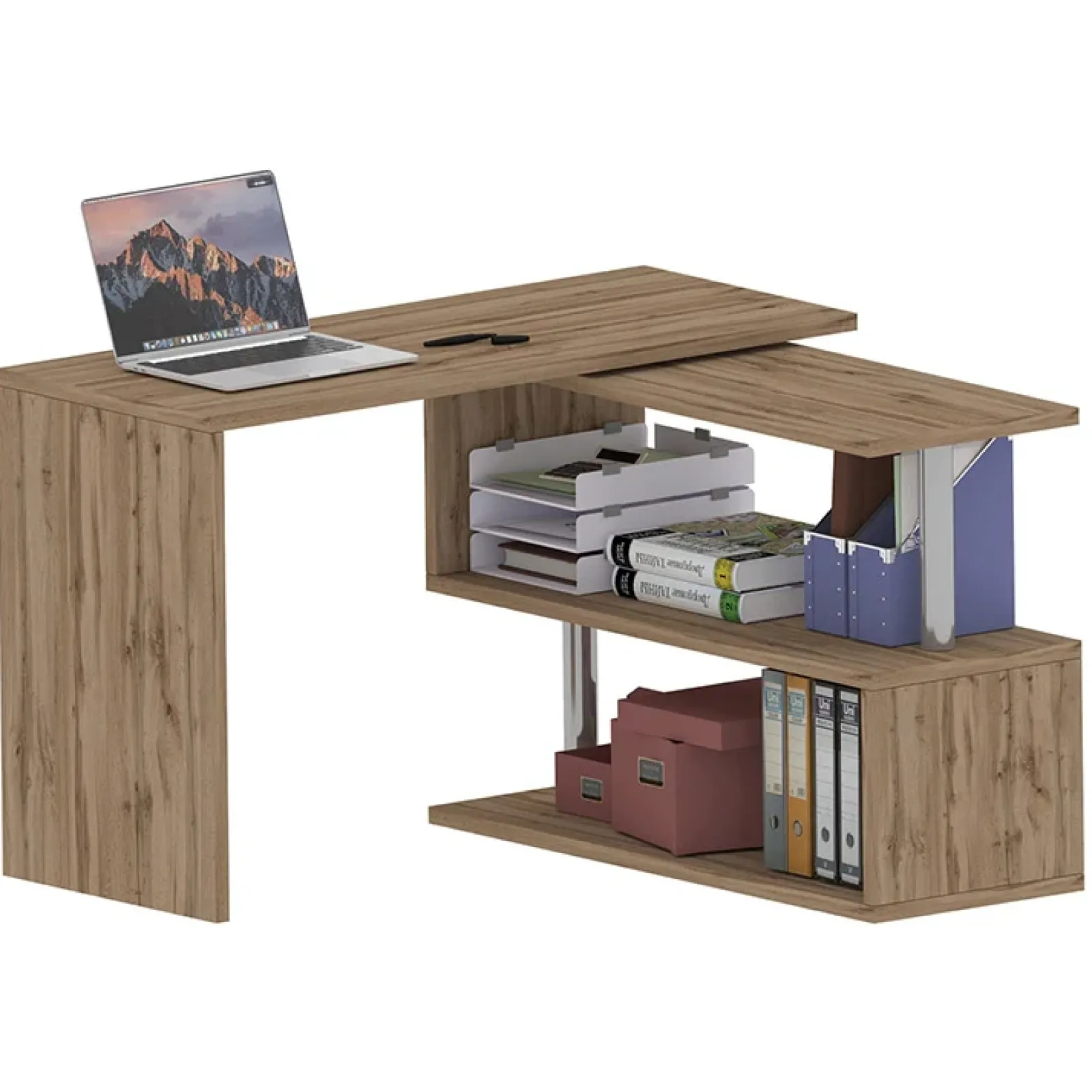 Garnero Arredamenti Scrivanie Ufficio|Scrivanie Ufficio-Scrivania girevole 65-120cm chiaro Havana Rovere