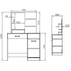 Garnero Arredamenti Scrivanie Per Ragazzi-Scrivania moderna con specchio 90x38cm rovere bianco lucido Cesare Rovere - Bianco Lucido