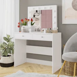 Garnero Arredamenti Toeletta Trucco-Scrivania postazione trucco 100x145cm con specchio bianco Dijon