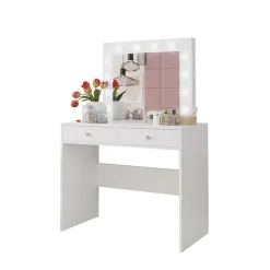 Garnero Arredamenti Toeletta Trucco-Scrivania postazione trucco 100x145cm con specchio bianco Dijon