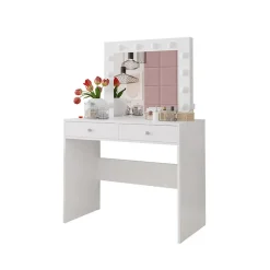 Garnero Arredamenti Toeletta Trucco-Scrivania postazione trucco 100x145cm con specchio bianco Dijon