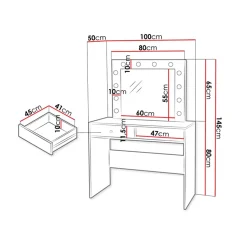 Garnero Arredamenti Toeletta Trucco-Scrivania postazione trucco 100x145cm con specchio bianco Dijon