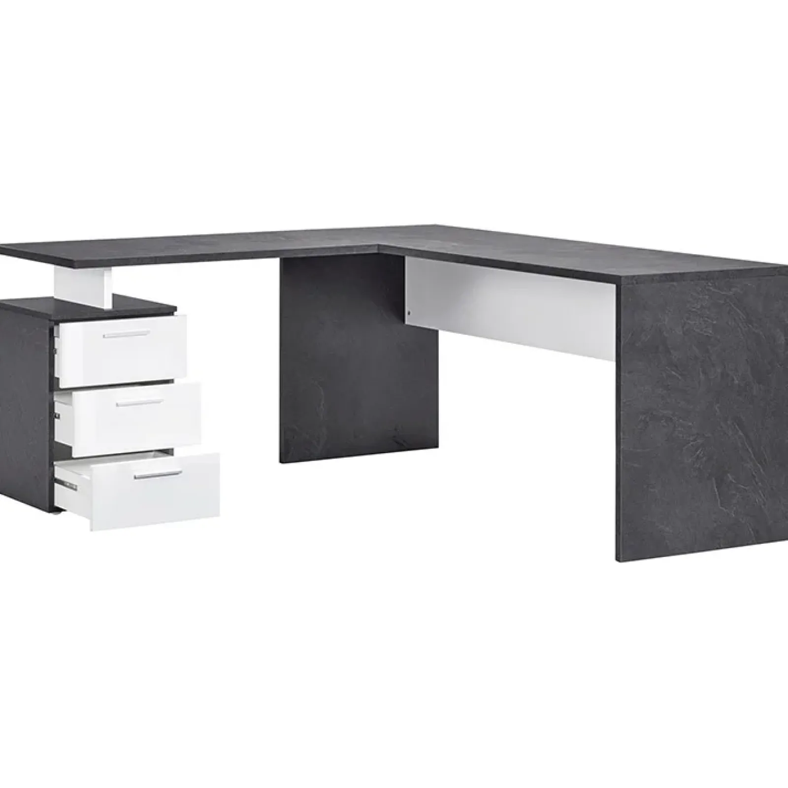 Garnero Arredamenti Scrivanie Ufficio|Scrivanie Ufficio-Scrivania ufficio angolare 180x160cm antracite OfficeScape Antracite - Bianco Lucido