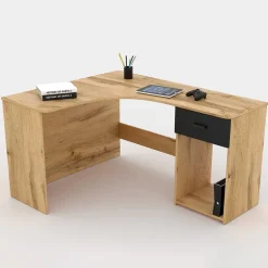 Garnero Arredamenti Scrivanie Per Ragazzi|Scrivanie Ufficio-Scrivania ufficio angolare salvaspazio155x75cm nero William Rovere