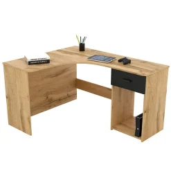 Garnero Arredamenti Scrivanie Per Ragazzi|Scrivanie Ufficio-Scrivania ufficio angolare salvaspazio155x75cm nero William Rovere