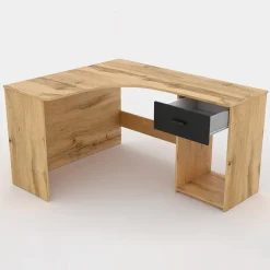 Garnero Arredamenti Scrivanie Per Ragazzi|Scrivanie Ufficio-Scrivania ufficio angolare salvaspazio155x75cm nero William Rovere