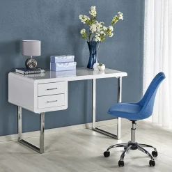 Garnero Arredamenti Consolle Fissa|Consolle Fissa-Scrivania ufficio con cassetti 120x76cm bianco laccato lucido Croset