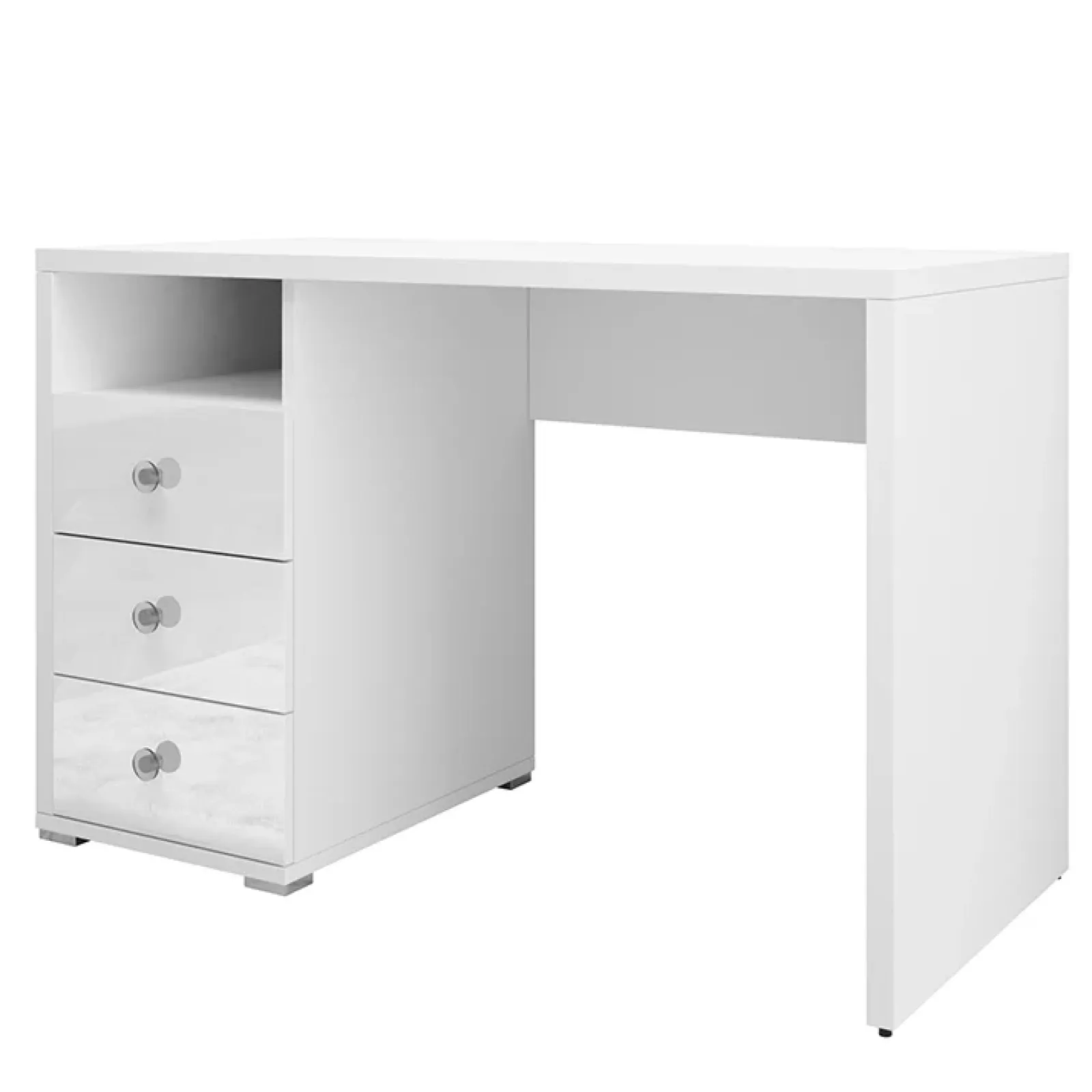 Garnero Arredamenti Scrivanie Per Ragazzi|Scrivanie Ufficio-Scrivania ufficio moderna con cassetti 120x50cm bianco lucido Angus