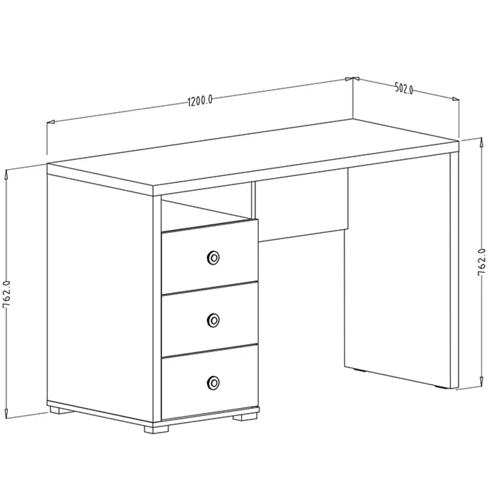Garnero Arredamenti Scrivanie Per Ragazzi|Scrivanie Ufficio-Scrivania ufficio moderna con cassetti 120x50cm bianco lucido Angus