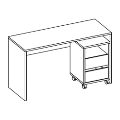 Garnero Arredamenti Scrivanie Per Ragazzi|Scrivanie Ufficio-Scrivania ufficio moderna 130x50cm cassettiera rovere Callum Rovere - Nero opaco