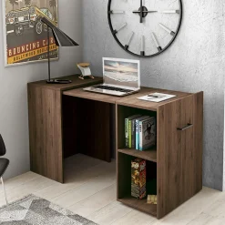 Garnero Arredamenti Scrivanie Per Ragazzi|Scrivanie Ufficio-Scrivania ufficio moderna 42-132cm salvaspazio richiudibile rovere scuro Rocky Wengè