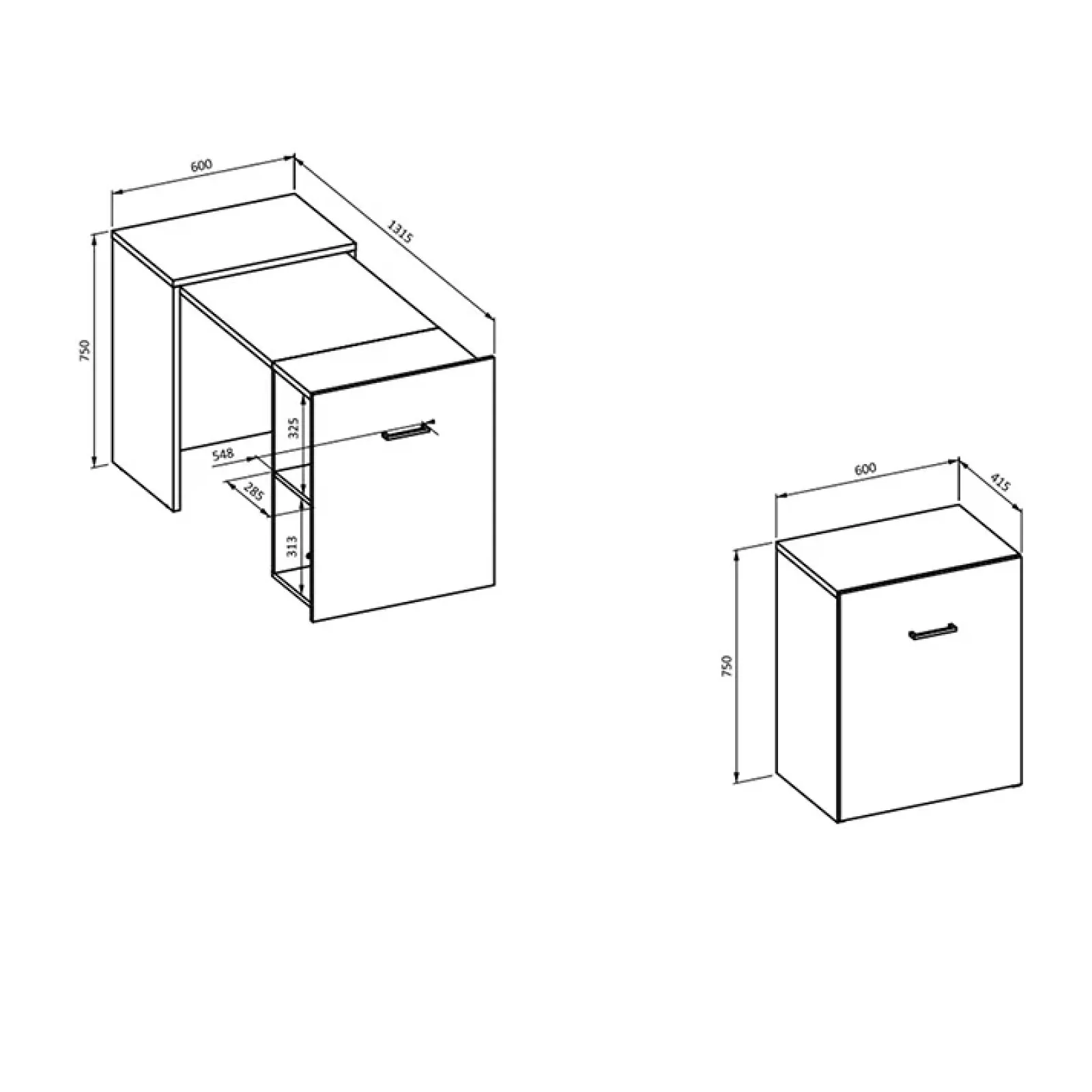 Garnero Arredamenti Scrivanie Per Ragazzi|Scrivanie Ufficio-Scrivania ufficio moderna 42-132cm salvaspazio richiudibile rovere scuro Rocky Wengè