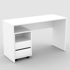 Garnero Arredamenti Scrivanie Per Ragazzi|Scrivanie Ufficio-Scrivania ufficio moderna 130x50cm cassettiera Callum Bianco Opaco