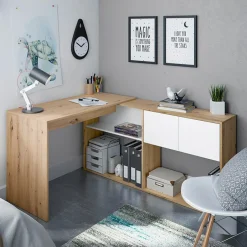 Garnero Arredamenti Scrivanie Per Ragazzi|Scrivanie Ufficio-Scrivania ufficio moderna reversibile rovere bianco artico Grom