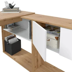 Garnero Arredamenti Scrivanie Per Ragazzi|Scrivanie Ufficio-Scrivania ufficio moderna reversibile rovere bianco artico Grom