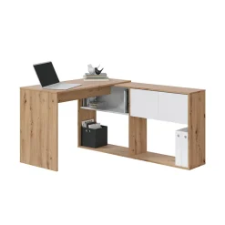 Garnero Arredamenti Scrivanie Per Ragazzi|Scrivanie Ufficio-Scrivania ufficio moderna reversibile rovere bianco artico Grom