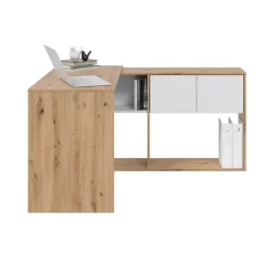 Garnero Arredamenti Scrivanie Per Ragazzi|Scrivanie Ufficio-Scrivania ufficio moderna reversibile rovere bianco artico Grom