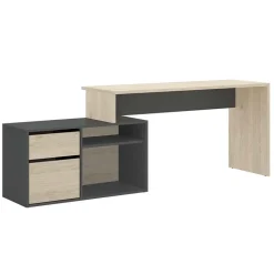Garnero Arredamenti Scrivanie Per Ragazzi|Scrivanie Ufficio-Scrivania ufficio salvaspazio 230x51cm rovere grafite Teddy Rovere - Grafite