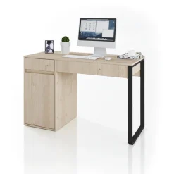 Garnero Arredamenti Scrivanie Per Ragazzi|Scrivanie Ufficio-Scrivania ufficio salvaspazio 120x50cm rovere metallo Davin