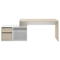 Garnero Arredamenti Scrivanie Per Ragazzi|Scrivanie Ufficio-Scrivania ufficio salvaspazio 230x51cm rovere bianco lucido Teddy Rovere - Bianco Lucido